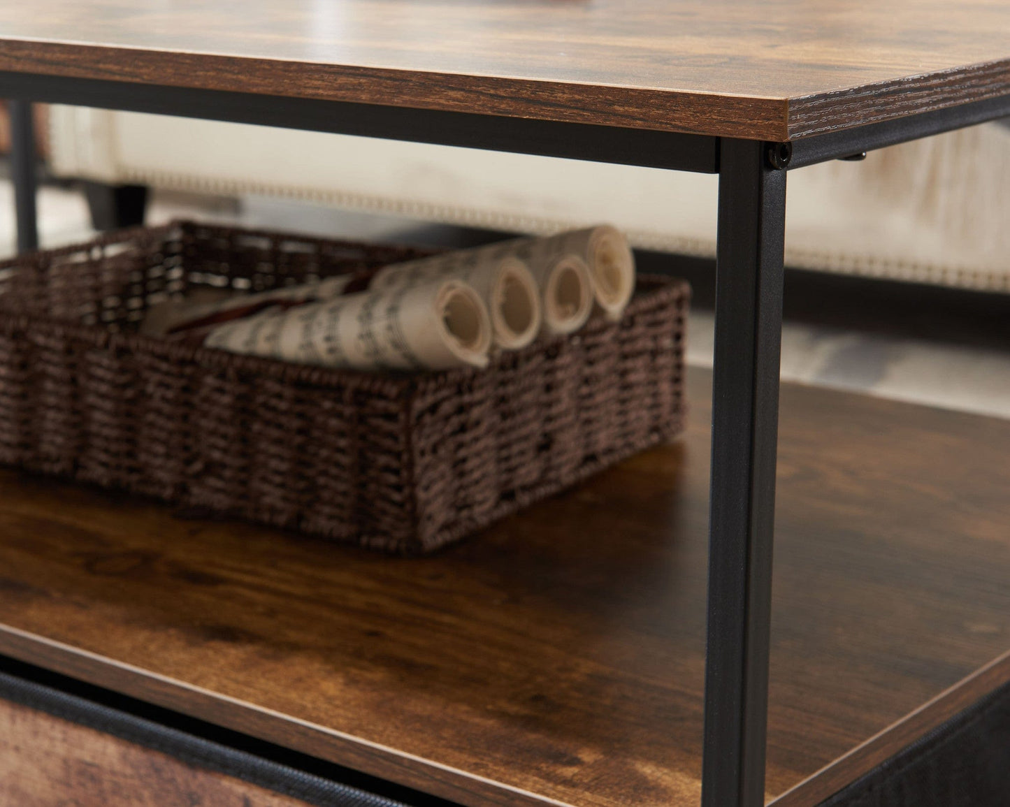 40" Brown Manufactured Wood Rectangular Coffee Table