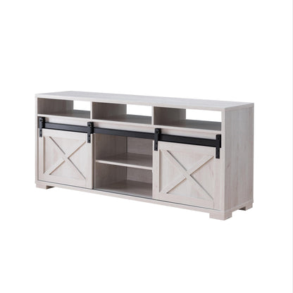 60" White Oak Manufactured Wood Cabinet Enclosed Storage Tv Stand