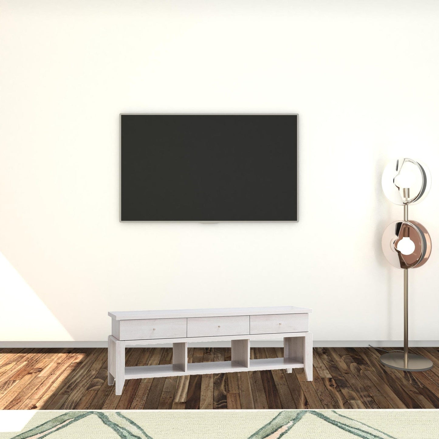 60" White Oak Manufactured Wood Cabinet Enclosed Storage Tv Stand