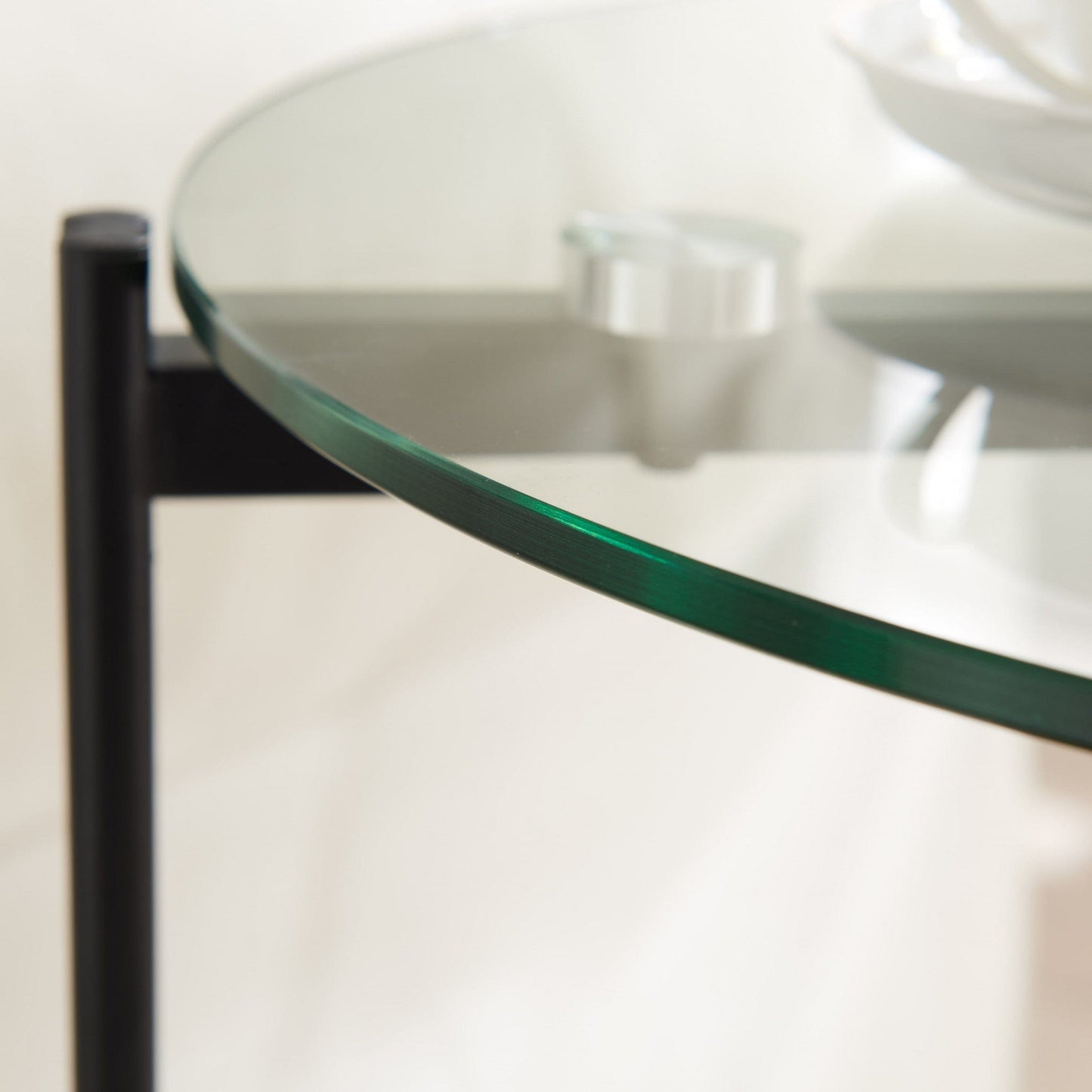 20" Glass Metal and Rustic Brown Two Tier End Table