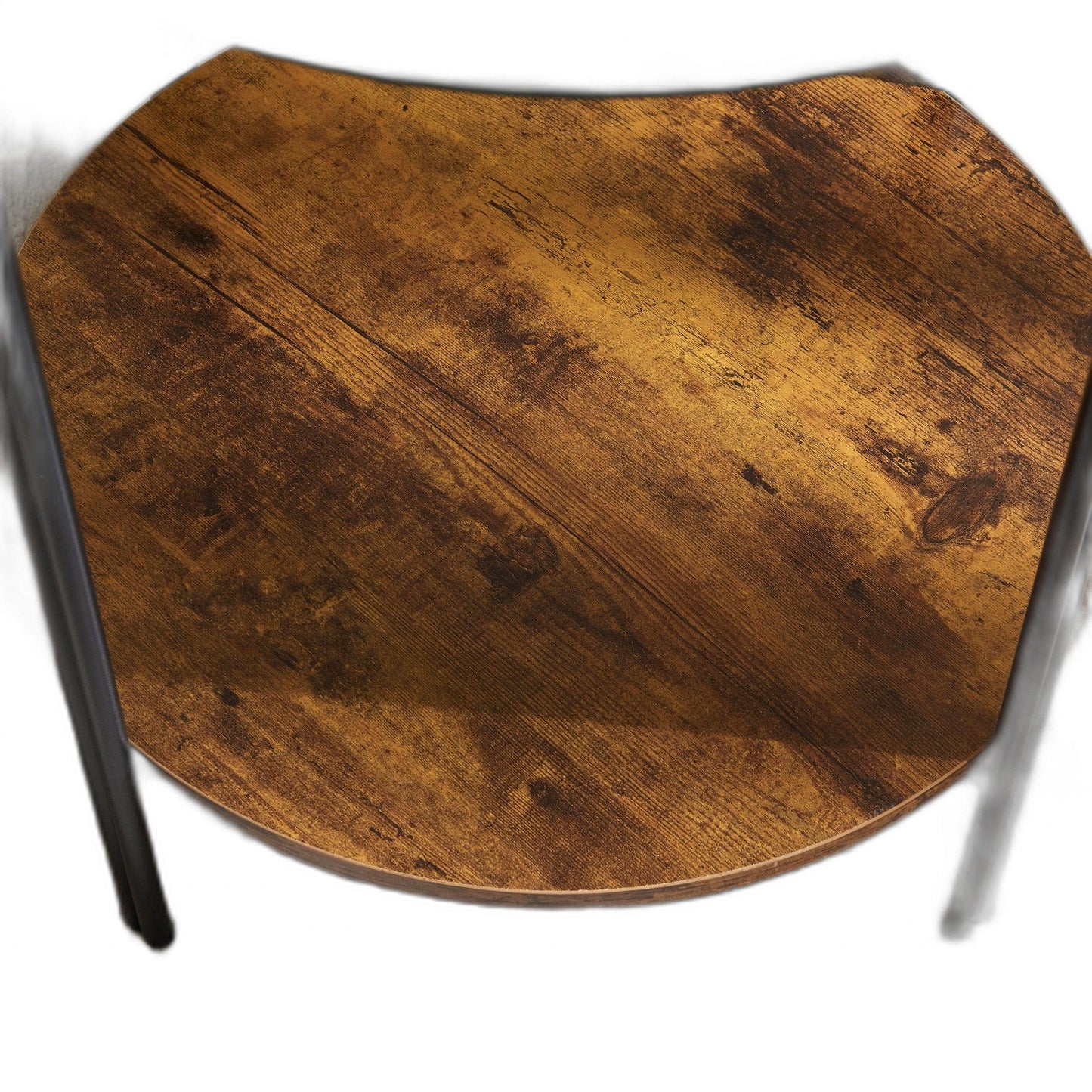 20" Glass Metal and Rustic Brown Two Tier End Table