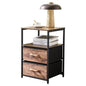 16" Brown Black Rustic Manufactured Wood End Table with Drawers