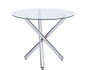 36" Silver And Glass Round Tripod Base Coffee Table
