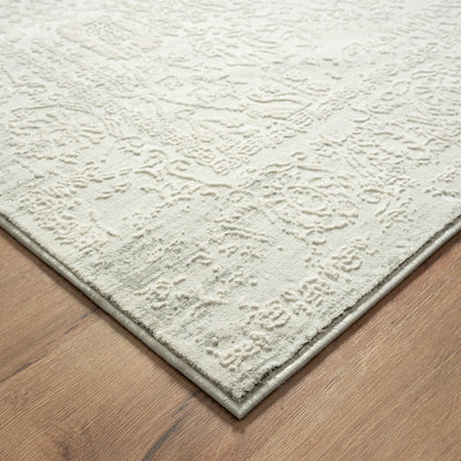 2' X 3' Ivory And Gray Floral Stain Resistant Area Rug
