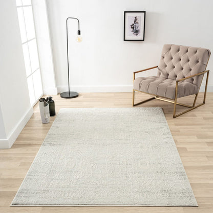 2' X 3' Ivory And Gray Floral Stain Resistant Area Rug