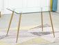 28" Clear And Gold Rectangular Glass Dining Table