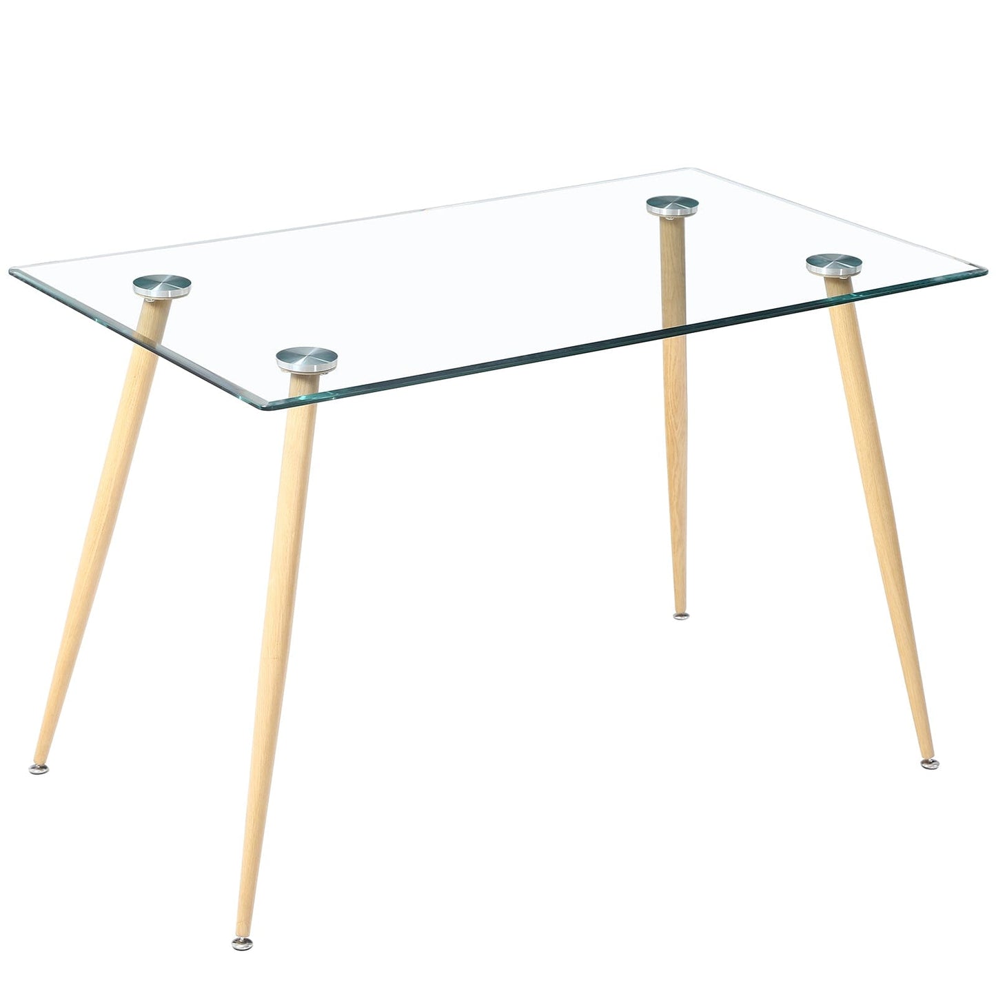 28" Clear And Gold Rectangular Glass Dining Table
