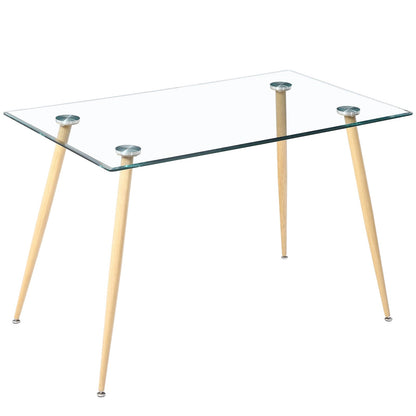 28" Clear And Gold Rectangular Glass Dining Table