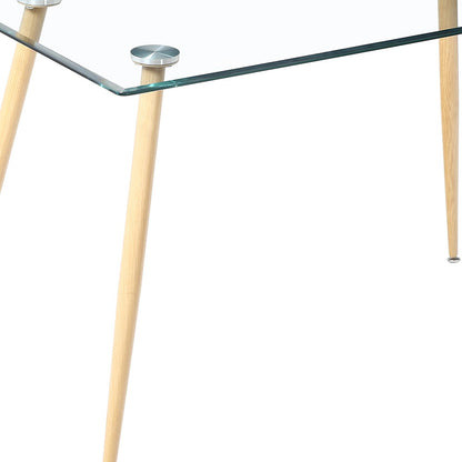 28" Clear And Gold Rectangular Glass Dining Table