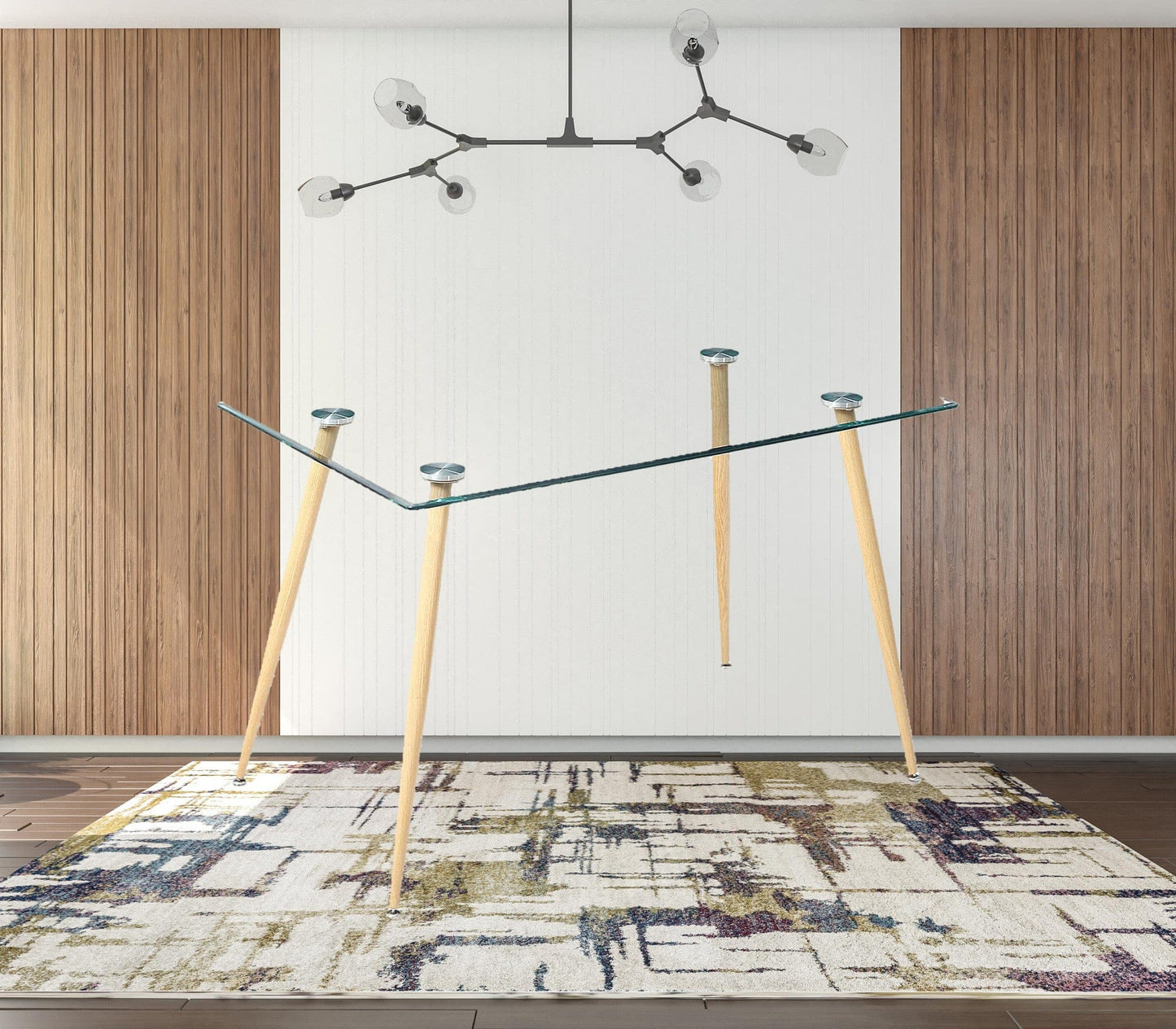 28" Clear And Gold Rectangular Glass Dining Table