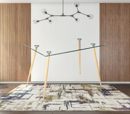 28" Clear And Gold Rectangular Glass Dining Table