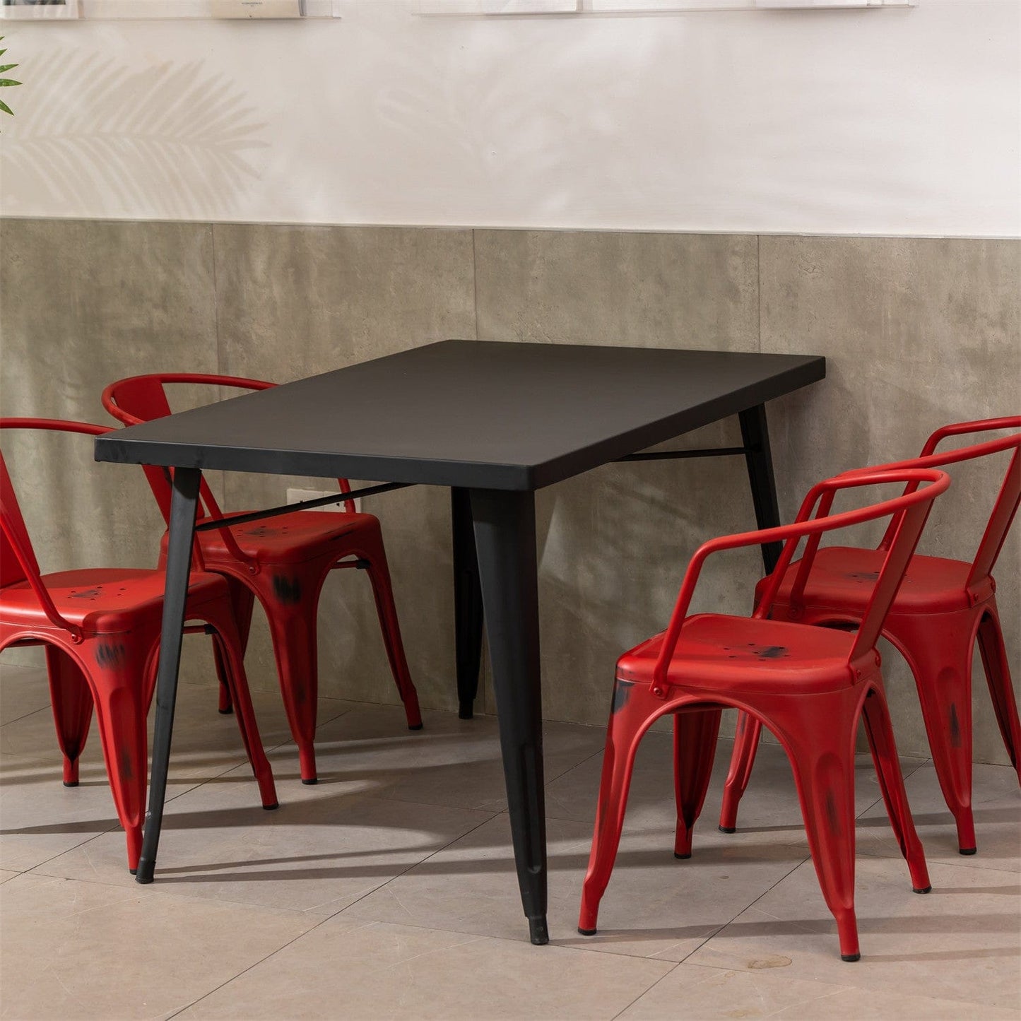 32" Gunmetal Gray Rectangular Sleek and Chic Dining Table