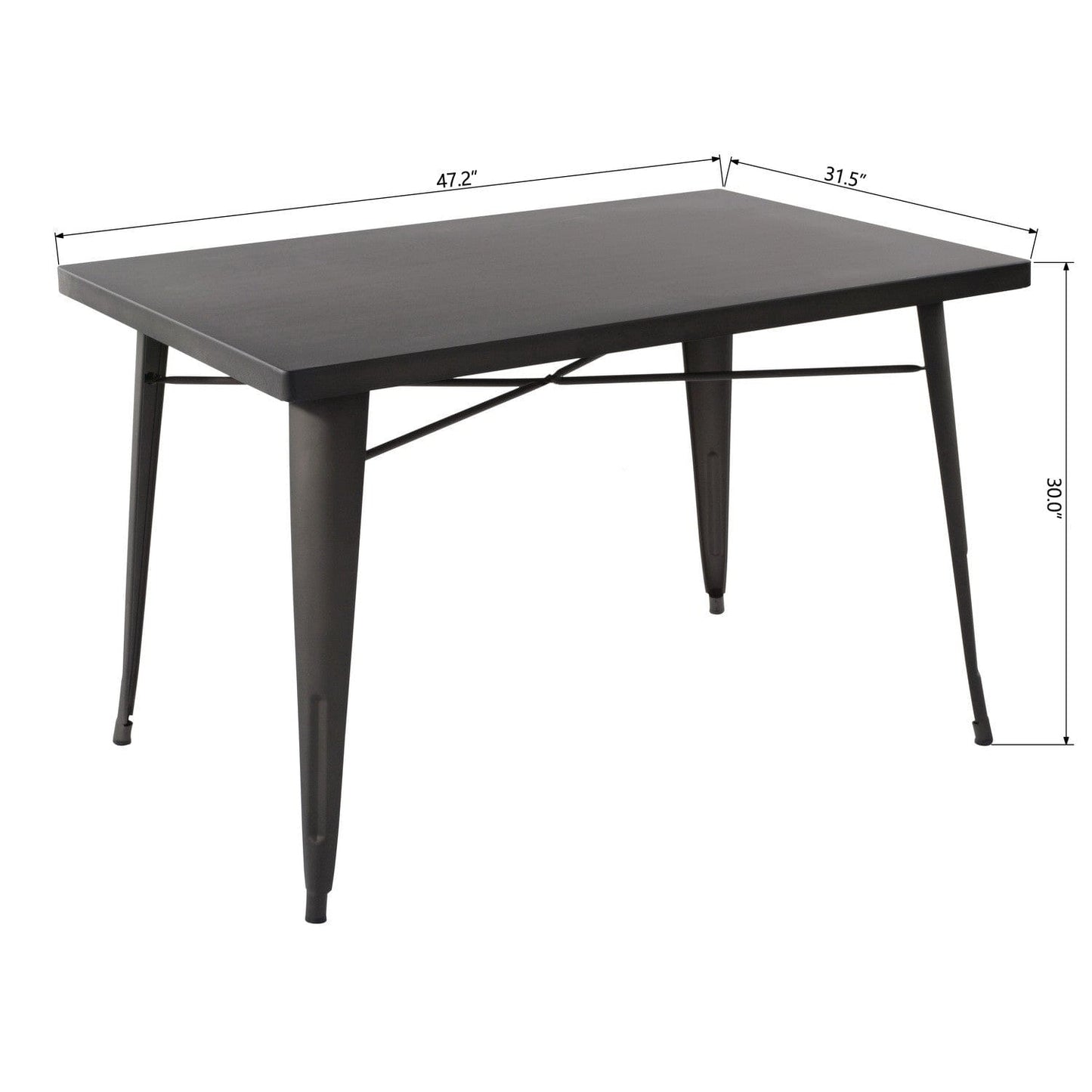 32" Gunmetal Gray Rectangular Sleek and Chic Dining Table