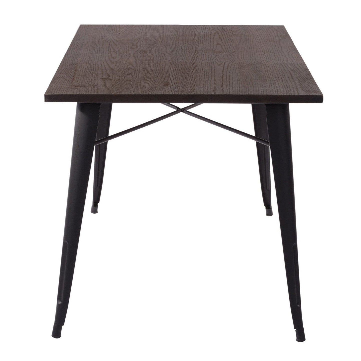 32" Brown And Black Rectangular Solid Wood and Steel Dining Table