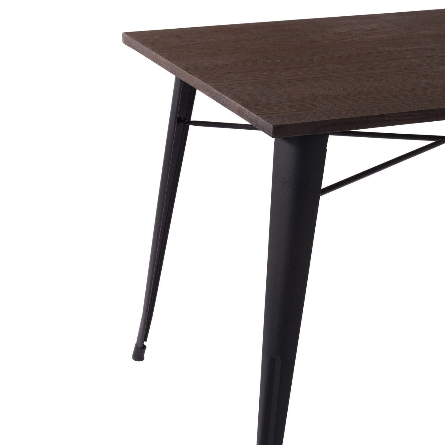 32" Brown And Black Rectangular Solid Wood and Steel Dining Table