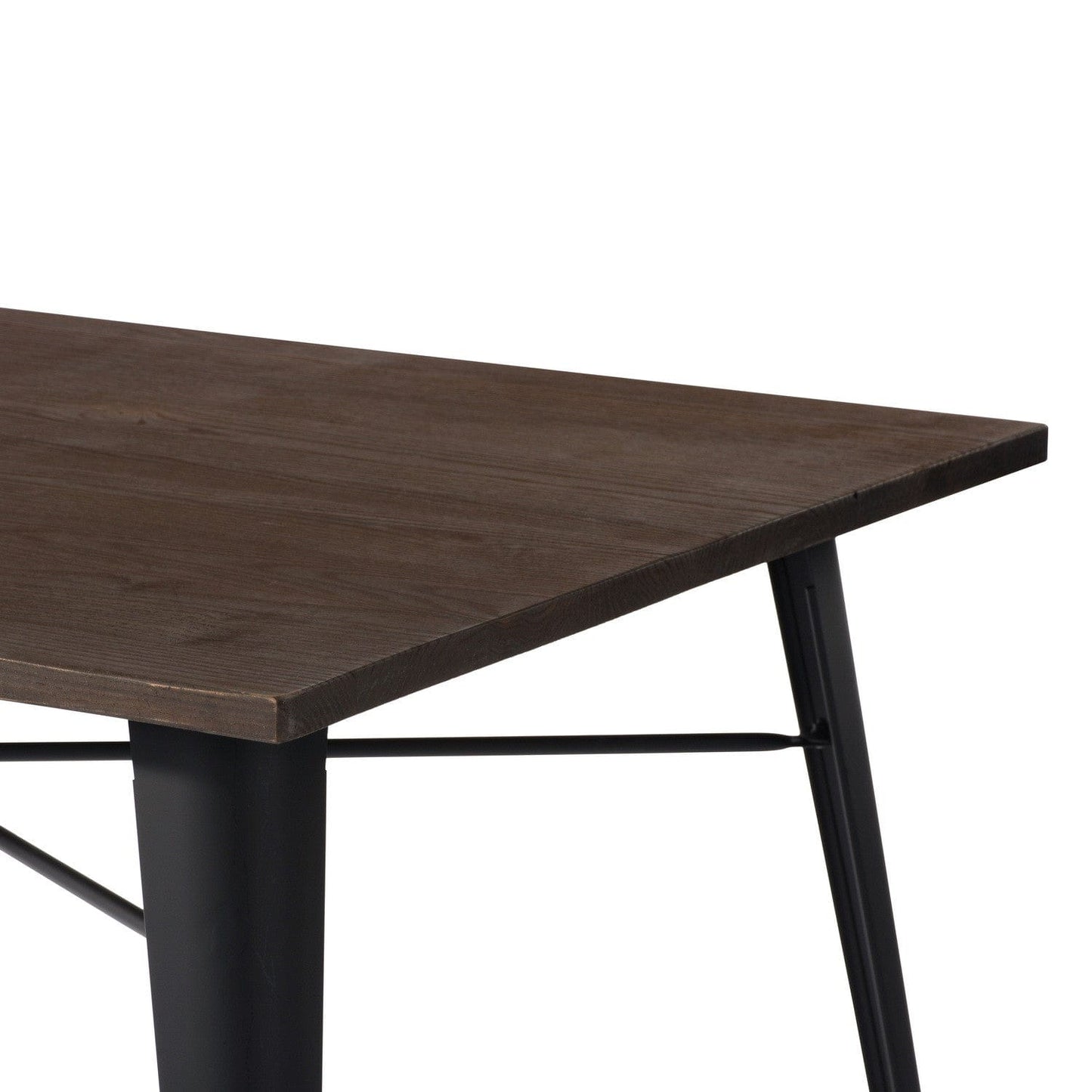 32" Brown And Black Rectangular Solid Wood and Steel Dining Table