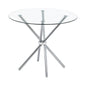 35" Silver and Glass Contemporary Round Coffee Table