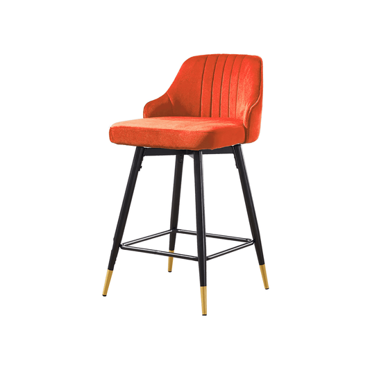 Set Of Two 35" Orange and Black Bar Height Chairs