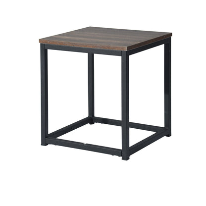 16" Black And Dark Brown Manufactured Wood And Steel Square End Table