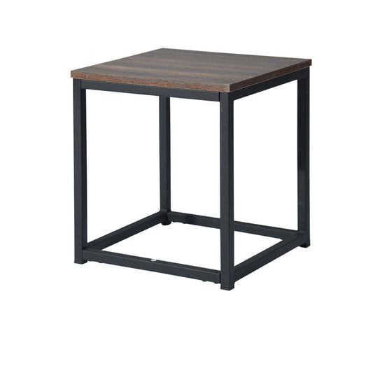 16" Black And Dark Brown Manufactured Wood And Steel Square End Table