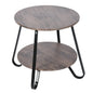 18" Black And Dark Brown Manufactured Wood And Steel Round End Table