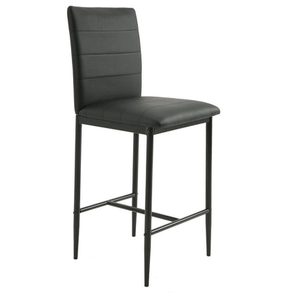 Set Of Two 40" Black Faux Leather And Steel Bar Chairs