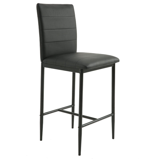 Set Of Two 40" Black Faux Leather And Steel Bar Chairs