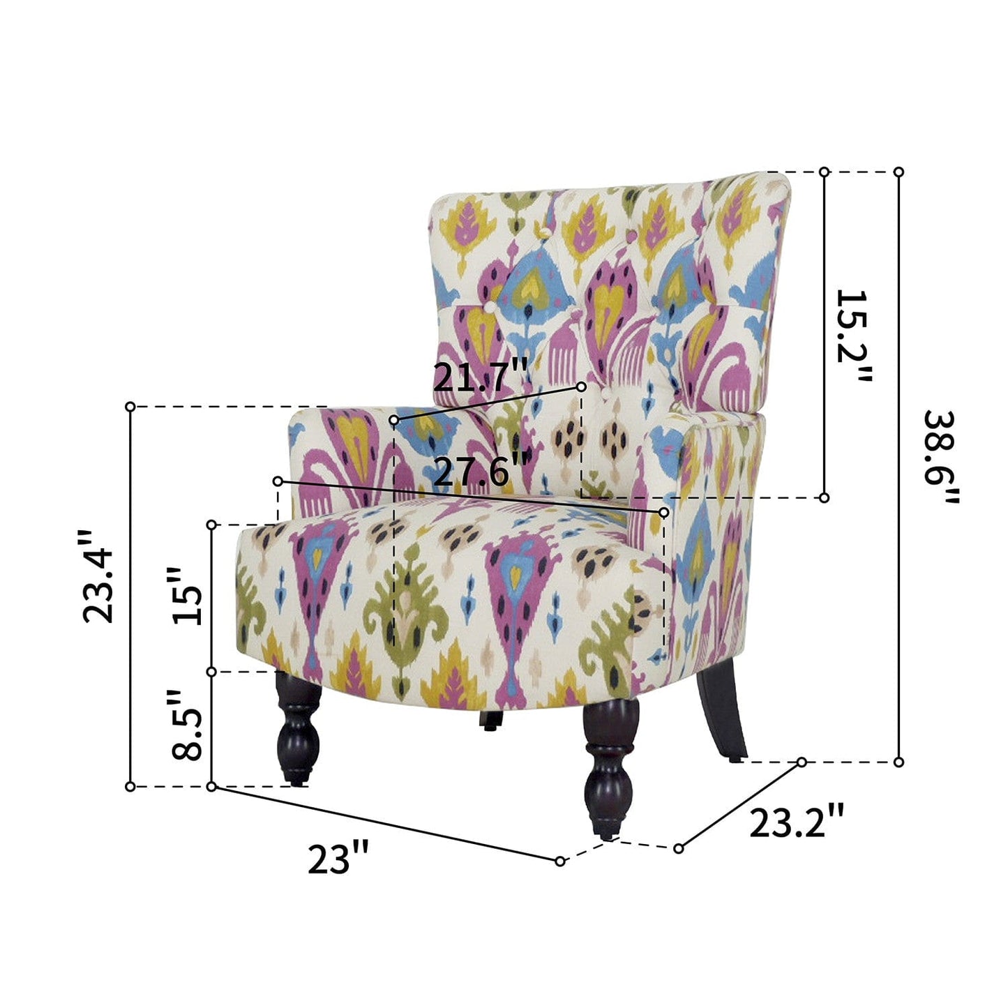 28" Pink Lemongrass And Brown Polyester Blend Abstract Floral Arm Chair