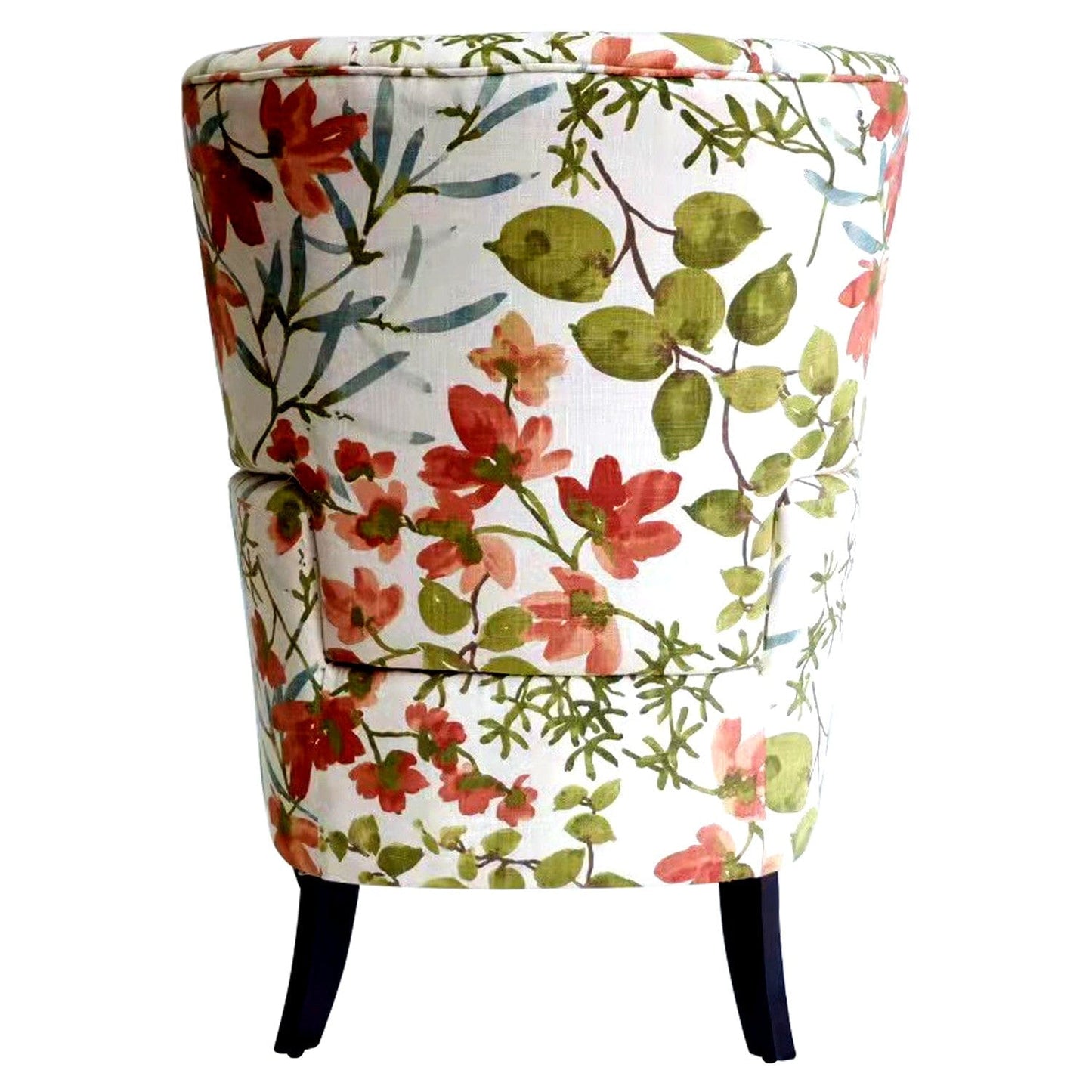 28" Green Coral And Brown Polyester Blend Floral Arm Chair