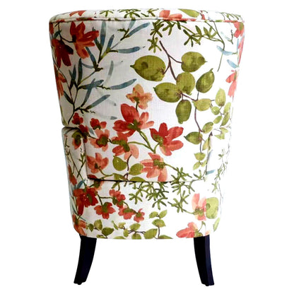 28" Green Coral And Brown Polyester Blend Floral Arm Chair