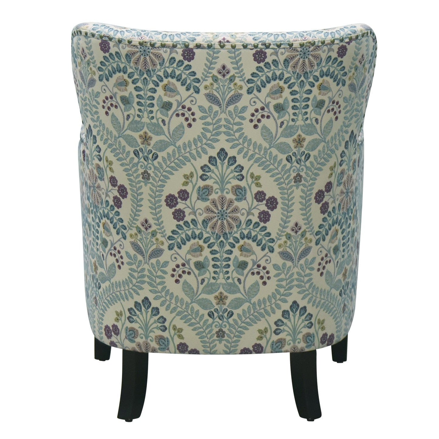 29" Blue Cream And Brown Polyester Blend Floral Arm Chair
