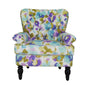 33" Aqua Green Purple And Brown Polyester Blend Floral Wingback Chair