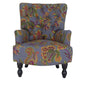 28" Grey Golden And Brown Polyester Blend Floral Arm Chair