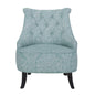28" Shades Of Aqua And Brown Polyester Blend Damask Wingback Chair