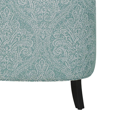 28" Shades Of Aqua And Brown Polyester Blend Damask Wingback Chair