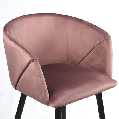 Set Of Two 41" Rose Velvet And Steel Low Back Bar Height Chairs
