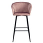 Set Of Two 41" Rose Velvet And Steel Low Back Bar Height Chairs