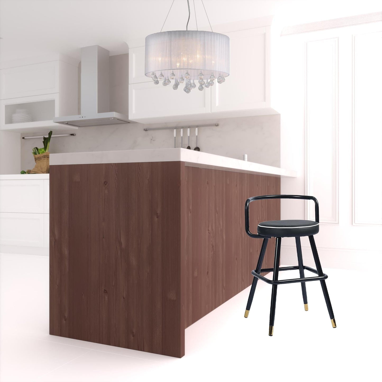 Set Of Two 32" Black Backless Counter Height Bar Chairs