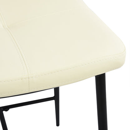 Set Of Two 36" Cream Faux Leather And Black Low Back Counter Height Bar Chairs