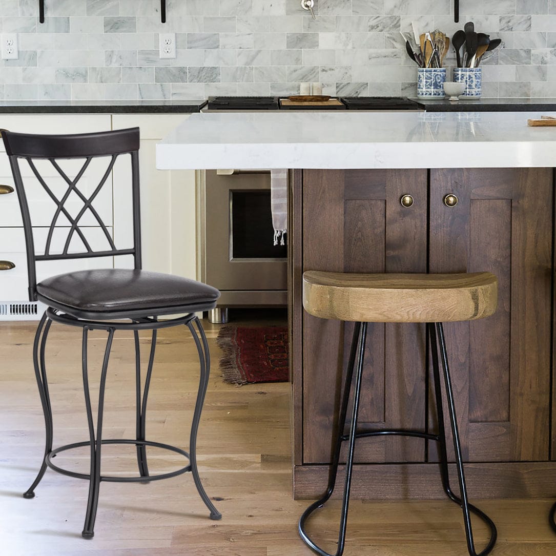 Set Of Two 38" Brown Small Bar Chairs