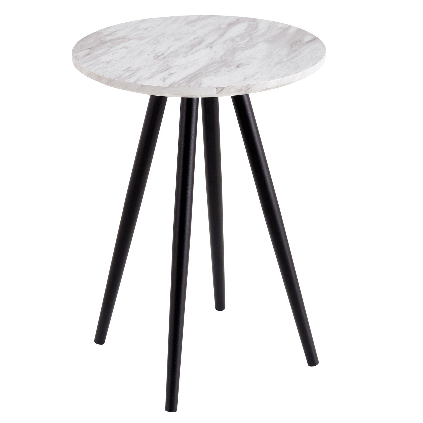 21" Black And White Faux Marble Manufactured Wood Round End Table