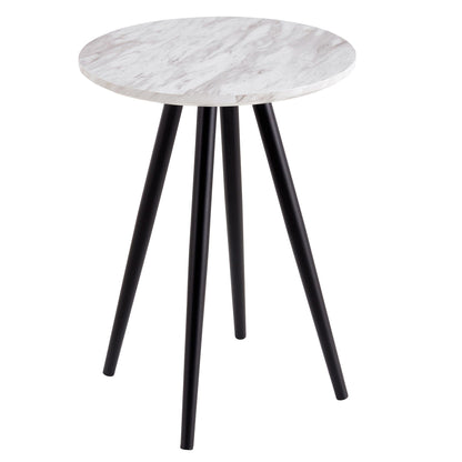 21" Black And White Faux Marble Manufactured Wood Round End Table