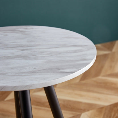 21" Black And White Faux Marble Manufactured Wood Round End Table