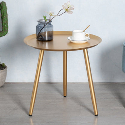 17" Golden Steel Tray Style Round End Table