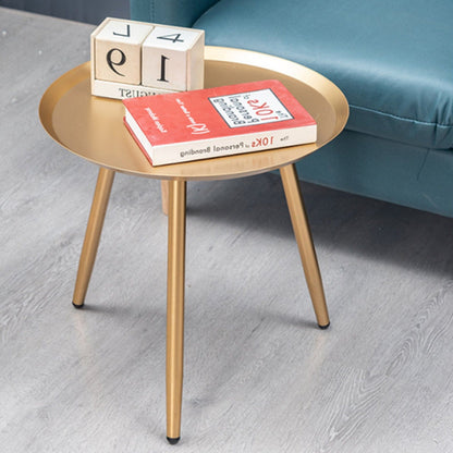 17" Golden Steel Tray Style Round End Table
