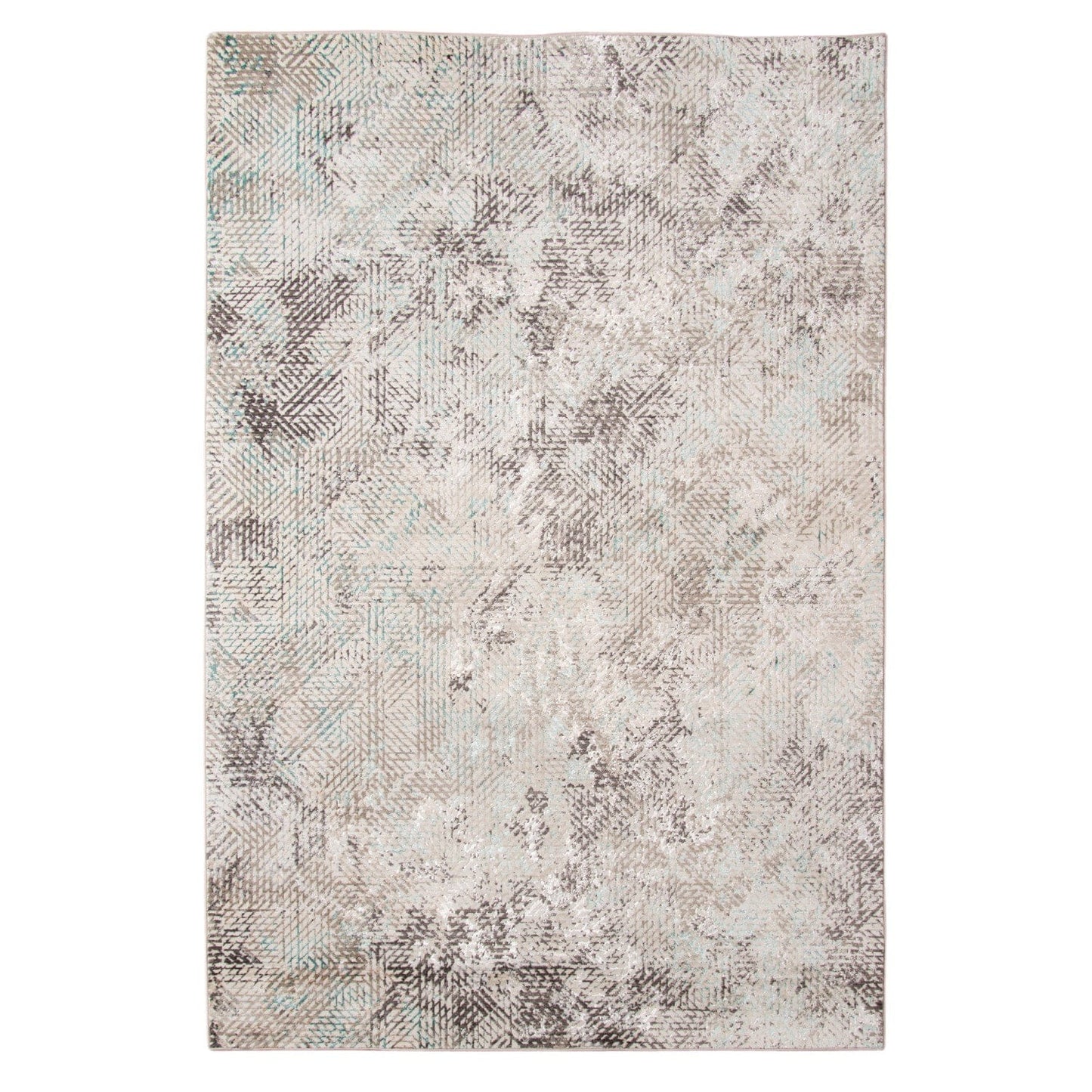 10' X 14' Gray White And Brown Geometric Stain Resistant Area Rug