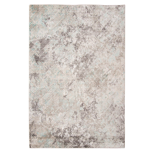 10' X 14' Gray White And Brown Geometric Stain Resistant Area Rug