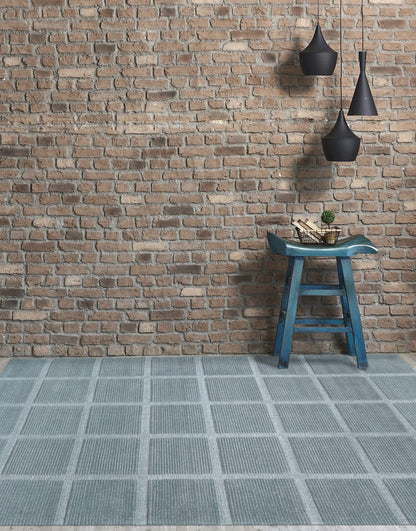 10' X 14' Blue Geometric Handmade Area Rug