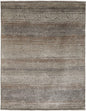 8' X 10' Tan Gold And Gray Paisley Hand Knotted Distressed Area Rug With Fringe
