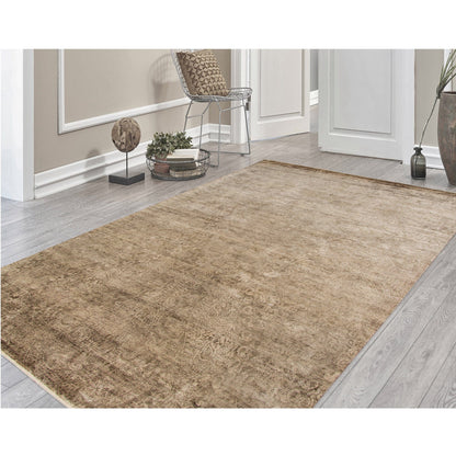 8' X 10' Ombre Brown Distressed Paisley Handmade Area Rug